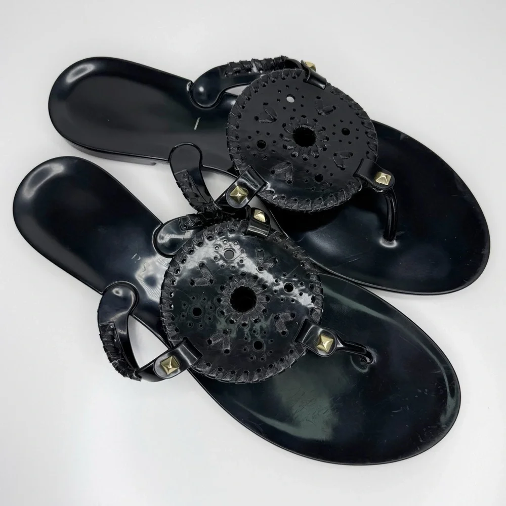 Jack Rogers Black Georgica Jelly Thong Sandal Women’s 10